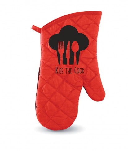 Personalised Red Kiss the Cook Oven Glove